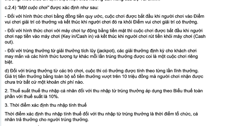 Quy định của pháp luật về việc đóng thuế thu nhập cá nhân từ các cuộc chơi có thưởng