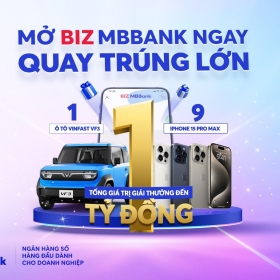 Cơ hội vàng cho doanh nghiệp SME: Mở tài khoản BIZ MBBank, rinh xe hơi Vinfast VF3 và iPhone 15 Pro Max