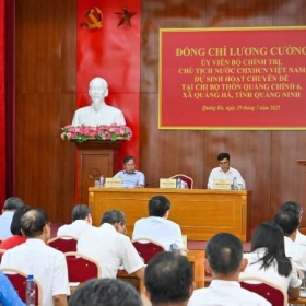 Chủ tịch nước Lương Cường dự sinh hoạt chuyên đề tại Chi bộ thôn Quảng Chính 6, xã Quảng Hà, tỉnh Quảng Ninh