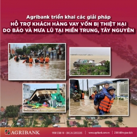 Agribank tiếp tục triển khai chính sách giảm tới 2%/năm lãi suất cho vay hỗ trợ khách hàng bị thiệt hại do bão số 12, 13 và mưa lũ