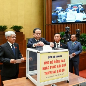 Đại biểu Quốc hội quyên góp ủng hộ đồng bào vùng thiên tai, bão lũ