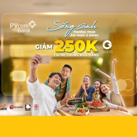 Giảm 250.000 đồng khi thanh toán bằng thẻ tín dụng PVcomBank tại chuỗi Golden Gate