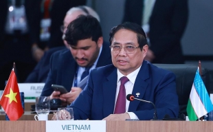 [Ảnh] Thủ tướng phát biểu tại Phiên thảo luận cấp cao Hội nghị BRICS mở rộng