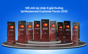 VIB nhận cùng lúc 9 giải thưởng từ Mastercard, khẳng định vị thế dẫn đầu thị trường thẻ Việt Nam