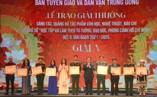 Trao giải tác phẩm văn học, nghệ thuật, báo chí tiêu biểu học tập và làm theo Bác Hồ