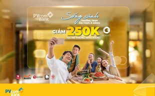 Giảm 250.000 đồng khi thanh toán bằng thẻ tín dụng PVcomBank tại chuỗi Golden Gate