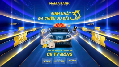 Sinh nhật 33 năm Nam A bank: Hoàn tiền mỗi ngày, cơ hội trúng xe Honda CR-V Hybrib