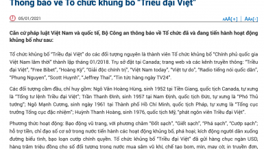 Bộ Công an ra thông báo về Tổ chức khủng bố “Triều đại Việt”