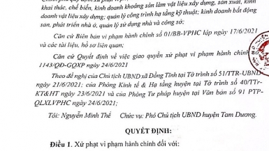 Vĩnh Phúc: Xử phạt doanh nghiệp xây dựng công trình trái phép