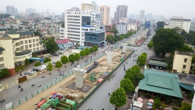 Từ 25/12, Hà Nội phân luồng giao thông thi công đường vành đai 2 trên cao