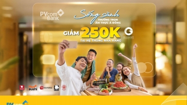 Giảm 250.000 đồng khi thanh toán bằng thẻ tín dụng PVcomBank tại chuỗi Golden Gate