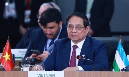 [Ảnh] Thủ tướng phát biểu tại Phiên thảo luận cấp cao Hội nghị BRICS mở rộng