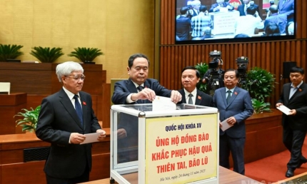 Đại biểu Quốc hội quyên góp ủng hộ đồng bào vùng thiên tai, bão lũ