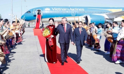 Tổng Bí thư Tô Lâm bắt đầu thăm cấp Nhà nước Cộng hòa Dân chủ Nhân dân Lào