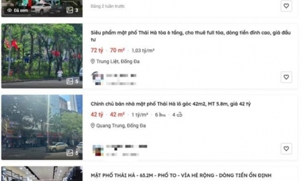 Nóng: Giá rao bán nhà mặt phố nhiều tuyến đường mới ở Hà Nội vượt ngưỡng 1 tỷ đồng/m2