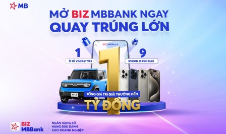 Cơ hội vàng cho doanh nghiệp SME: Mở tài khoản BIZ MBBank, rinh xe hơi Vinfast VF3 và iPhone 15 Pro Max